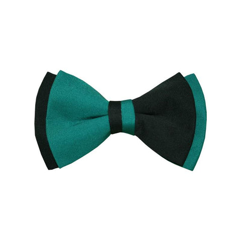 Front View of Black And Green Adult Bow Tie