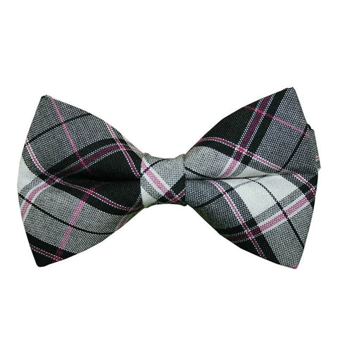 Front View of a Black White and Pink Adult Bow Tie