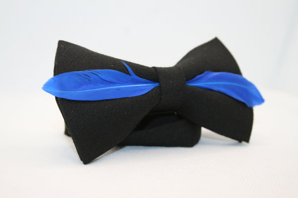 Black and blue feather adult Bow Tie