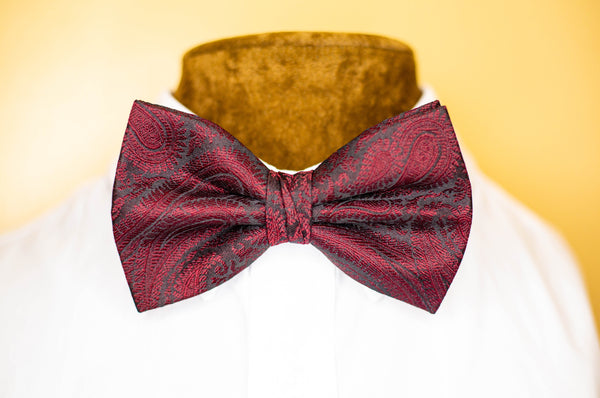 Red Garnet and Black Adult Bow Tie