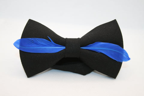 Black and blue feather adult Bow Tie